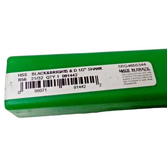 Precision Twist R56 High Speed 1/2" Shank Bright Blk Oxide 118 Deg Pt 21/32" - Picture 8 of 9